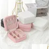 Jewelry Boxes 1Pcs Single Layer Storage Box Ladies Travel Leather Classic Black Pure White Fashion Pink 230920 Drop Delivery Dhxbi