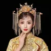 中国の結婚式の花嫁の王冠の手作りの花のタッセルウェディングティアラブライダルクイーンプリンセスクラウン女性コスチュームヘアアクセサリーML 240307