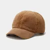 Bollmösningar vinter kvinnors plysch hatt två-ton corduroy lady baseball cap tjock varm beige vit brun svart