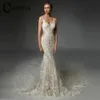 Chandela champanhe sereia vestidos de casamento apliques cintas de espaguete vestido de noiva vestidos de novia personalizado para mulher 240313