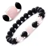 Natural Stone Carved Buddhas huvud Rose Quartz Tiger Eye Amethyst 8mm Round Bead Armband Lava Stone Pärlade armband Fashion Smycken