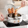 Pans 304 Stainless Steel Fry Pot Tempura Fryer Japanese-style Household Temperature-controlled Fuel-saving Small With Strainer