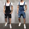 2020 Summer Fashion Mens Ripped Jeans Jumpsuits Shorts Street Style Ejressed Denim Bib Overalls Mens Casual Suspender Pant