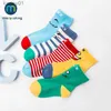 Kids Socks 2024 Spring Summer Cartoon Emoticons Pattern Cotton Baby Socks Boys Girls Socks 1-12 Year Children Socks 5 Pairs/ lot yq240314