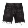 Herenjeans met gescheurde gaten Denim shorts Zomer Distressed Straight Fit knielengte met meerdere zakken