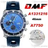 OMF SuperOcean Heritage II A7750 Automatic Chronograph Mens Watch A1331216 46mm Blue Black Dial Stick Markers Rubber With Holes Su279B