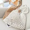 Shopping Bags Hollow Out Mesh Cotton Rope Handmade Beach Women's Bag Holiday Straw Braided