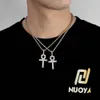 Hip Hop solide petit pendentif croix Anka Micro ensemble Zircon Anke clé Hiphop collier pour hommes