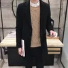 Men's Trench Coats Men Coat Solid Color Knee Length Buttons Overcoat Business Style Woolen For Work