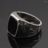 Bagues de cluster en gros 925 Sterling Silver Mâle Bague Vintage Turc Doigt Naturel Rectangle Agate Pierre Hommes