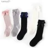 Kids Socks Childrens Sock Girls Knee High Socks With Bows Stripped Toddlers Long Socks Kids School Sock Infant Baby Socken yq240314