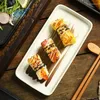 Assiettes en céramique japonaise à fond plat, vaisselle pour Sushi, fournitures de cuisine pour Restaurants ménagers, plats d'accompagnement rectangulaires 1 pièce