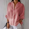 Damesblouses Top met 3/4 mouwen Elegant reversoverhemd met strikdetail Stijlvolle blouse met enkele rij knopen Voor dames Chic Effen kleur Street chic