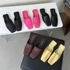 Slippers Square Toe Mules Women 2024 Spring Golden Fashion Slip On Shoes Ladies OL Flat Heel Outdoor Sandal Slides Mujer