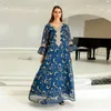 Vêtements ethniques Luxe Broderie Femmes Jalabiya Dubaï Caftan Abaya Longue Robe Arabe Soirée Ramadan Marocain Kaftan Robe Musulmane