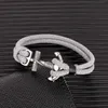 Bangle Mkendn Waterproof Bracelets Bracelets Mężczyźni Podwójna pasmo Braceoletka przetrwania morska dla kobiet stal nierdzewna Bucklel2403