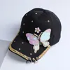 Bollmössor sommaren vanlig bomullskvinnor metall baseball cap snapback hip hop 2024 casual fjäril paljetter hattar