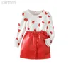 Day Valentine s Kids Girls Outfit Heart T-shirt and A-line Skirt Set Valentine s Day Clothes ldd 24314