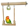 Toys Wooden Parrot Swing Gnawing Toys Woodcolor Stand Bar Sleeping Perch Stick With Beads Birds Supplies