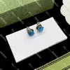 Blue Diamond Stud Women G Hoop Earrings Interlocking Letter Accore Accouns Encluder Accessories with Box