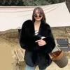 Casacos de Trench das Mulheres Faux Fur Mulheres Mink Roupas Casaco de Inverno Branco V-Pescoço Parkas Preto Grosso Cabo