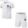 Trainingspakken voor heren Nieuwe zomer heren sportkleding comfortabel en ademend mesh hardloopset fitness hardlooppak T-shirt + shorts tweedelige set Q240314