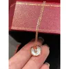 Designer Carter Högkvalitativ amuletthalsband med vit Fritillaria Agate tjock pläterad 18K Rose Gold Lock Bone Chain