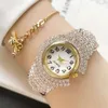 ladies luxury diamond custom quartz watches women bracelet wristwatch