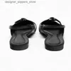Sandali da donna che saltano sandali piatti estivi in pelle nera con angolo da donna ballerine ZAZA 2023 moda scarpe da spiaggia con tacco basso Q240314
