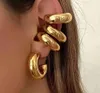 Backs Earrings Punk Non Piercing Chunky Round Circle Clip Earring For Women Gold Plated C Shape Ear Cuff Stud Tube Thick Earclips Jewelry