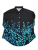 Women's Blouses Shirts & Plus Size Plant Black Print Button Shirt 2024 Spring Summer Female Clothing