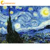 Number CHENISTORY Frame Famous Picture DIY Painting By Numbers Van Gogh Picture By Numbers Kit Handpainted Oil Painting For Home Art