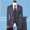 Ternos masculinos de negócios formais casamento 3 peças vestido terno conjunto casaco/masculino cor sólida 2024 blazers jaqueta calças colete