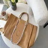 22SS Summer Classic C Brand Tote Beach Bags Cavan Deauville Chain Top Handle Large Capacity Pochette 4 Color Beige Women's Two-ton Crft