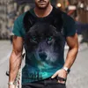 Herr t-shirts Summer Mens T-shirt Animal Wolf 3D Printed Round Neck Fashion Strtwear Casual Short Slve Top Ts Overdimased Men Clothing Y240314