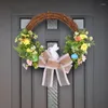 Fiori decorativi Corona di Pasqua Uovo Fiocco Rustico Porta d'ingresso Ghirlanda Ornamento Decorazioni Cartello di benvenuto