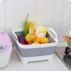 Bacias quentes multifuncional cozinha silicone dobrável vegetais frutas lavagem cesta de drenagem viagem acampamento ao ar livre bacias portáteis
