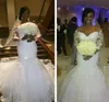 Abiti da sposa a maniche lunghe in pizzo pieno a sirena taglie forti con spalle scoperte Abiti da sposa africani sexy 2016 Abiti da sposa primaverili6622974