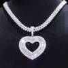 Niestandardowy raper Miami Cuban Link Naszyjnik z sercem wisząc 925 srebrny naszyjnik mrożony łańcuch biżuterii bioder