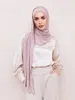 Muslimska kvinnor högkvalitativa Jersey Hijab Mercerized Cotton Instant Headscarf Islam Pure Color Versatile Fashion Turban 240301