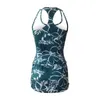 Conservative Swimwear Women Fashion Printed Spaghetti Strap Swim Tops With High Waist Boyshorts Bathing Suits