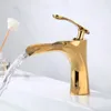 Bathroom Sink Faucets Basin Brass Mixer Taps & Cold Single Handle Waterfall Gold/Chrome/Nickel/Black