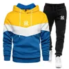 Zestawy męskie Spring Bluza z kapturem i spodnie dresowe Zestaw Set Casual Tracksuit Mężczyzna marka biegowa bieganie sportowe garnitur 240228