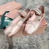 Paris Ballet Fashion Designer Professional Dance Shoes Satin Ballerinas Platform Bowknot Shallow Mouth Single Shoe Flat Sandals for Women