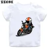 T-shirts motorcykel motocross tryck barn t-shirt baby pojkar tecknad rolig t-shirt sommar kort ärm barn streetwear tops flickor tyg ldd240314