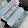 Classic Double Flap Women Designer Medium Shoulder Bag Pearl Color 25x15cm Diamond Silver Hardware Matelasse Chain Five Colors Cross Body Handbag Luxury Purse