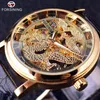 Forsining Chinesischen Drachen Skeleton Design Transaprent Fall Gold Uhr Herren Uhren Top-marke Luxus Mechanische Männliche Armbanduhr Watch234O