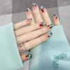 False Nails 24Pcs Nail Blue Leopard And Pink For Women Girls