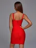 Women Sexy Spaghetti Strap Rayon HL Elastic Celebrity Bandage Dress Bodycon Mini Club Evening Party Dresses Drop Ship 240314