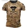 Homens camisetas Verão Mens T-shirt Vintage Anchor Imprimir Moletom Tops O-pescoço Solto Curto Slve Mens Roupas Masculino Casual Strtwear Ts Y240314